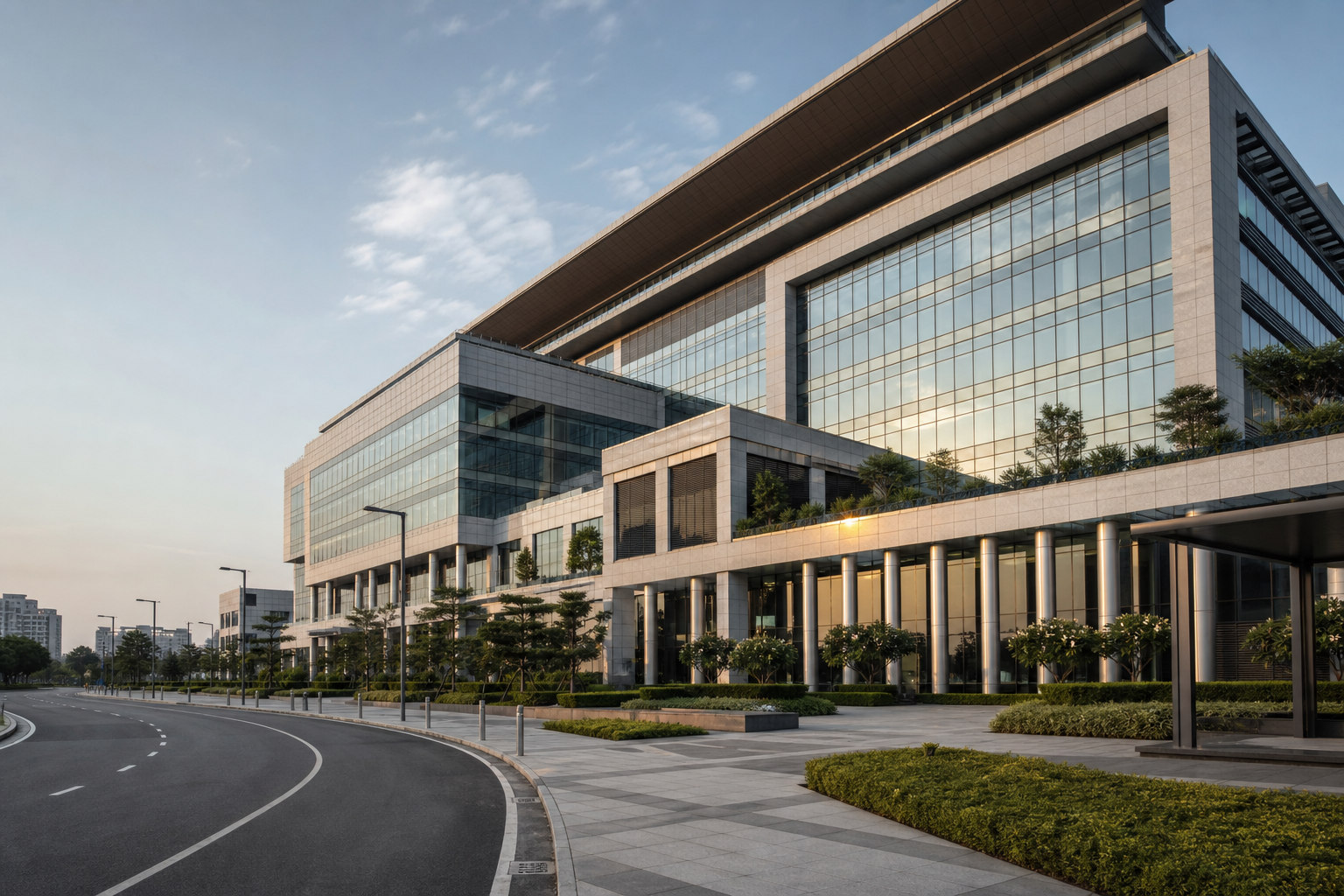 Modern commercial and infrastructure complex by Mega Base Infratech